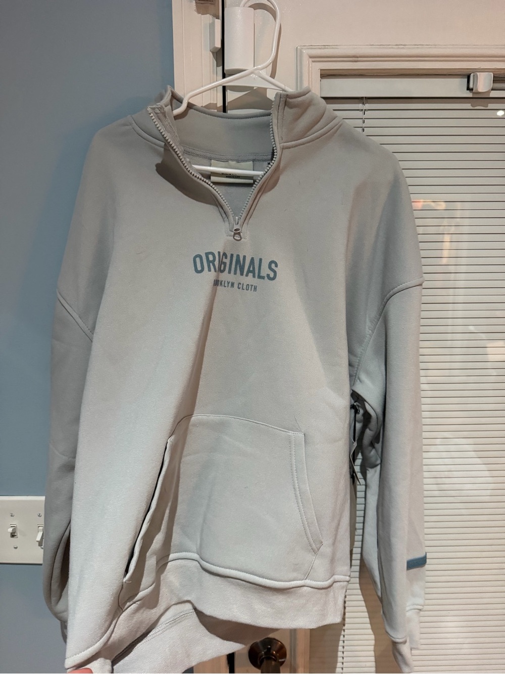 Brooklyn Cloth Light Gray Quarter-Zip Sweatshirt
